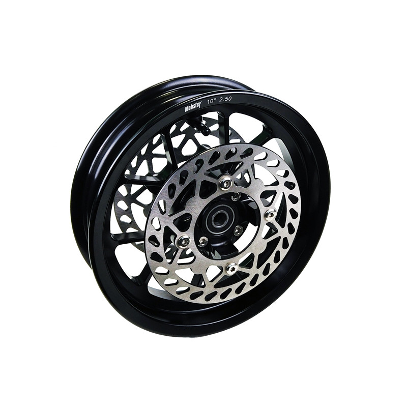 Ruota anteriore 10 pollici, canale 2,50 in alluminio forgiato con mozzo scomponibile.Versione per doppio disco freno con attacc