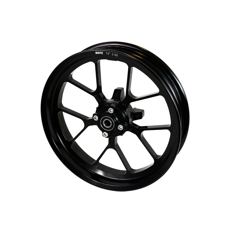 Ruota anteriore 12 pollici, canale 2,50 in alluminio forgiato con mozzo scomponibile.Versione per singolo disco freno con attac