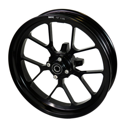 Ruota anteriore 12 pollici, canale 2,50 in alluminio forgiato con mozzo scomponibile.Versione per singolo disco freno con attac