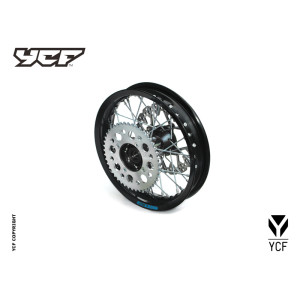 Ruota posteriore 1,85X12" in alluminio per assi ruota da 15mm. mozzo cnc NERO compreso disco freno e corona