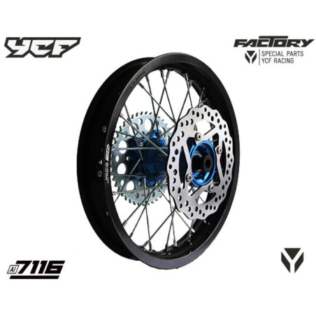 Ruota posteriore completa in alluminio1.85x'14 (con disco e corona) mozzo in CNC BLU - BIGY