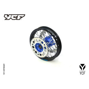 cerchio ALLUMINIO posteriore 1,40 x 10, con disco freno, mozzo cnc BLU, cerchio nero