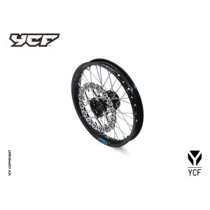 cerchio anteriore 1,4 x 14" in alluminio, mozzo CNC colore nero, compreso di disco freno