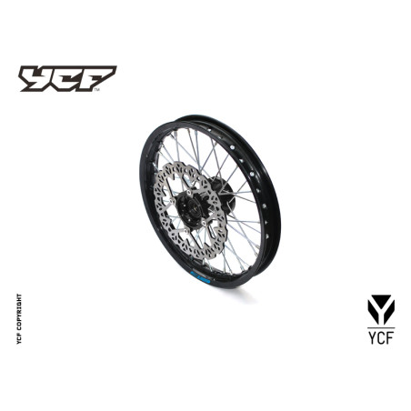 cerchio anteriore 1,4 x 14" in alluminio, mozzo CNC colore nero, compreso di disco freno