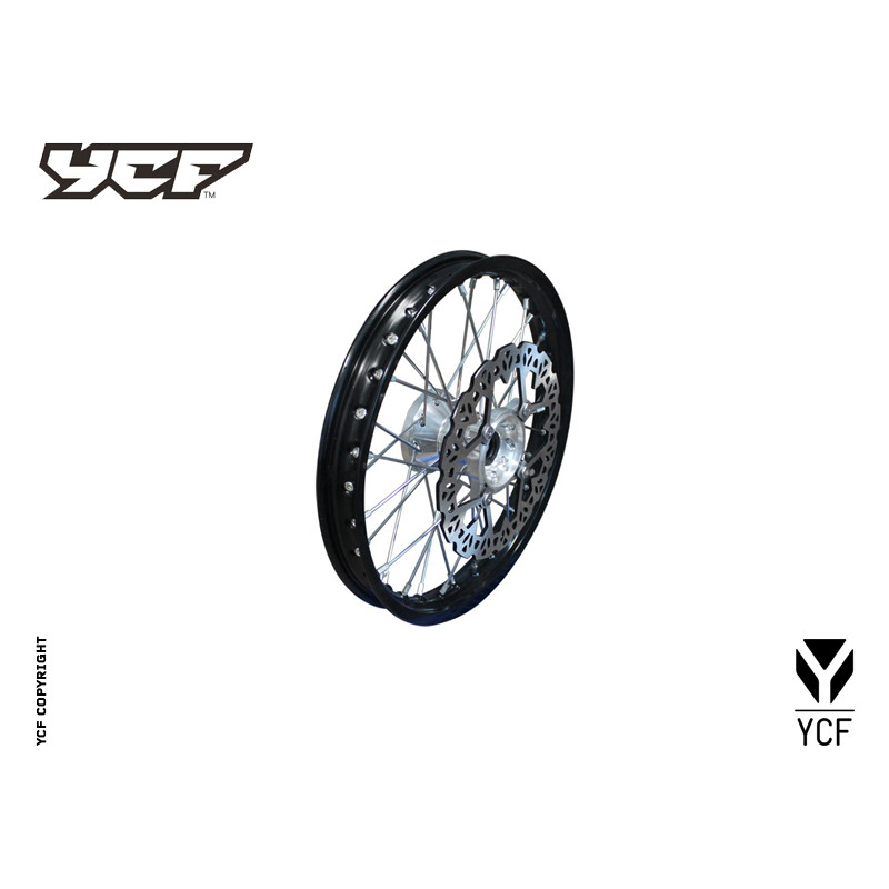 cerchio anteriore 1,4 x 14" in alluminio, mozzo CNC colore SILVER, compreso di disco freno