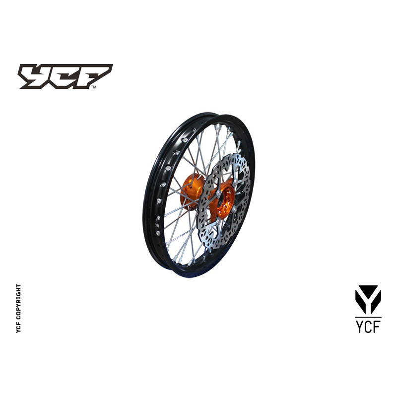 cerchio anteriore 1,4 x 14" in alluminio, mozzo CNC colore ARANCION...