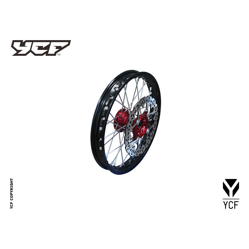 cerchio anteriore 1,4 x 14" in alluminio, mozzo CNC colore ROSSO, c...