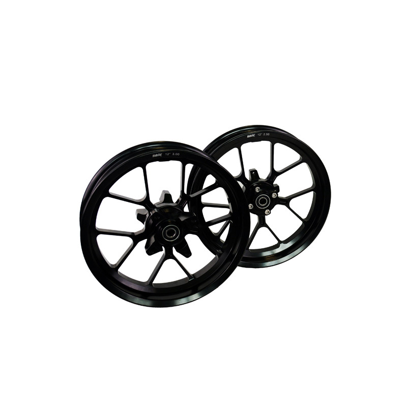 Kit Ruote 12 pollici in alluminio forgiato con mozzo scomponibile.Versione per singolo disco freno con attacchi YCF/Mobster col