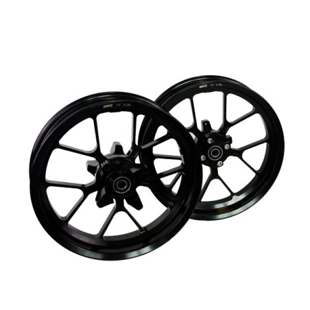 Kit Ruote 12 pollici in alluminio forgiato con mozzo scomponibile.Versione per singolo disco freno con attacchi YCF/Mobster col