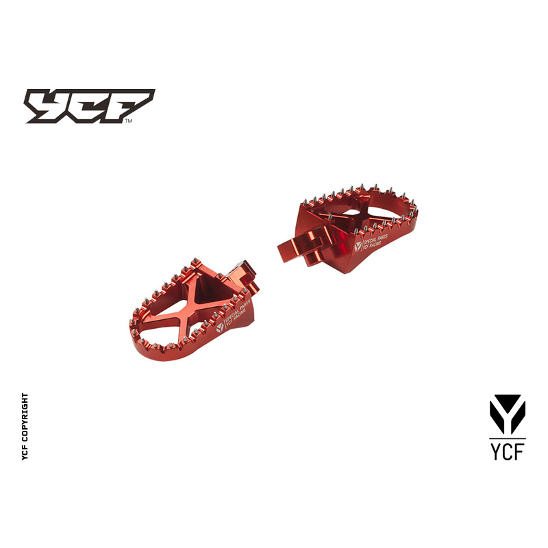 Kit pedane in alluminio - ARANCIONE | ricambio telaio per pitbike YCF