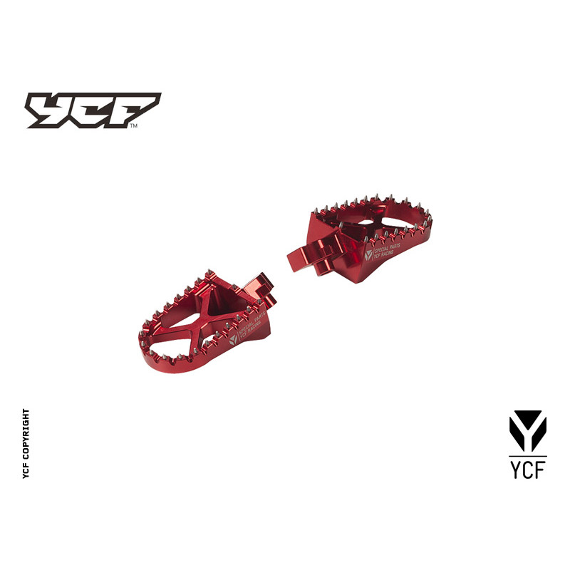 Kit pedane in alluminio - ROSSO | ricambio telaio per pitbike YCF
