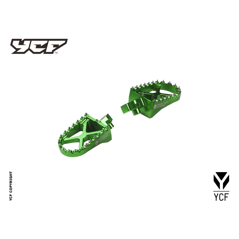 Kit pedane in alluminio - VERDE | ricambio telaio per pitbike YCF