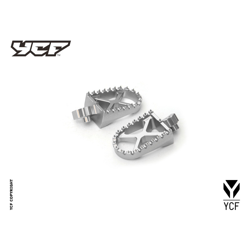 Kit pedane in alluminio -SILVER | ricambio telaio per pitbike YCF