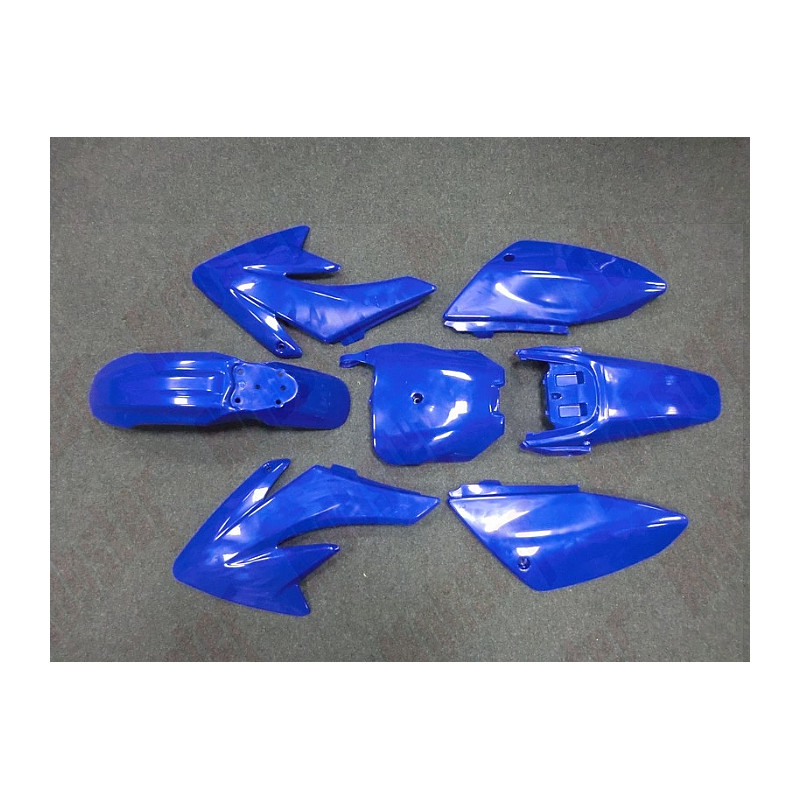 KIT PLASTICHE PIT BIKE COMPLETE B2/CRF70 COLORE BLU. COMPLETE DI TUTTO, GOMMINI PER MONTAGGIO