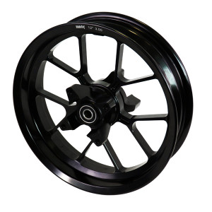 Ruota posteriore 12 pollici, canale 3,00 in alluminio forgiato con mozzo scomponibile.Versione con attacchi corona e disco fren