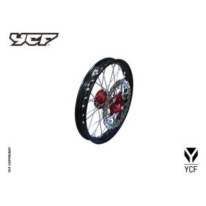 cerchio anteriore 1,4 x 14" in alluminio, mozzo CNC colore ROSSO, compreso di disco freno