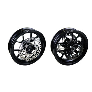 Kit Ruote 10 pollici in alluminio forgiato con mozzo scomponibile.Versione per singolo disco freno con attacchi YCF/Mobster col