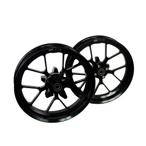 Kit Ruote 12 pollici in alluminio forgiato con mozzo scomponibile.Versione per singolo disco freno con attacchi YCF/Mobster col